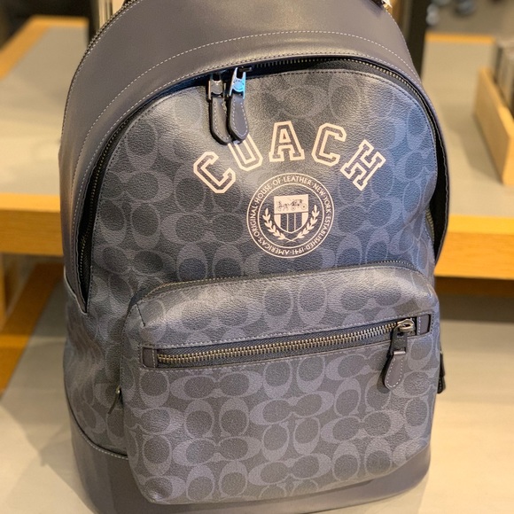 NWT Coach West Backpack In Signature Canvas With Varsity Motif - Picture 7 of 9
